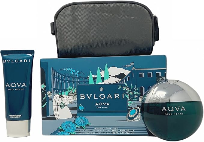 Gift Set Aqva Pour Homme 3.4 OZ EDT + 3.4 OZ Aftershave- Bvlgari