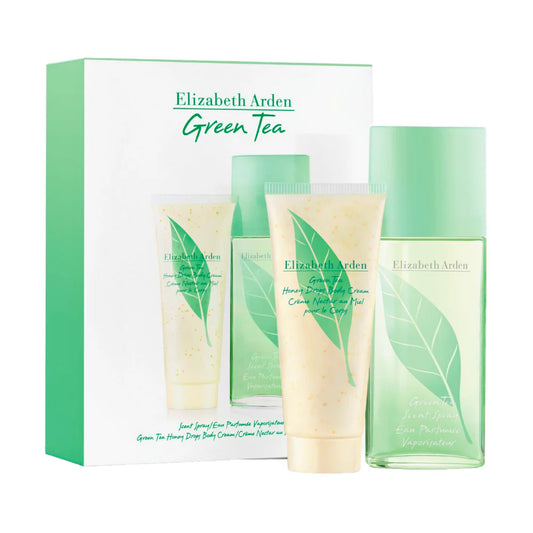 GIFT SET ELIZABETH A. GREEN TEA W. 2 PC 3.3OZ SCENT SP /3.3 OZ B/L